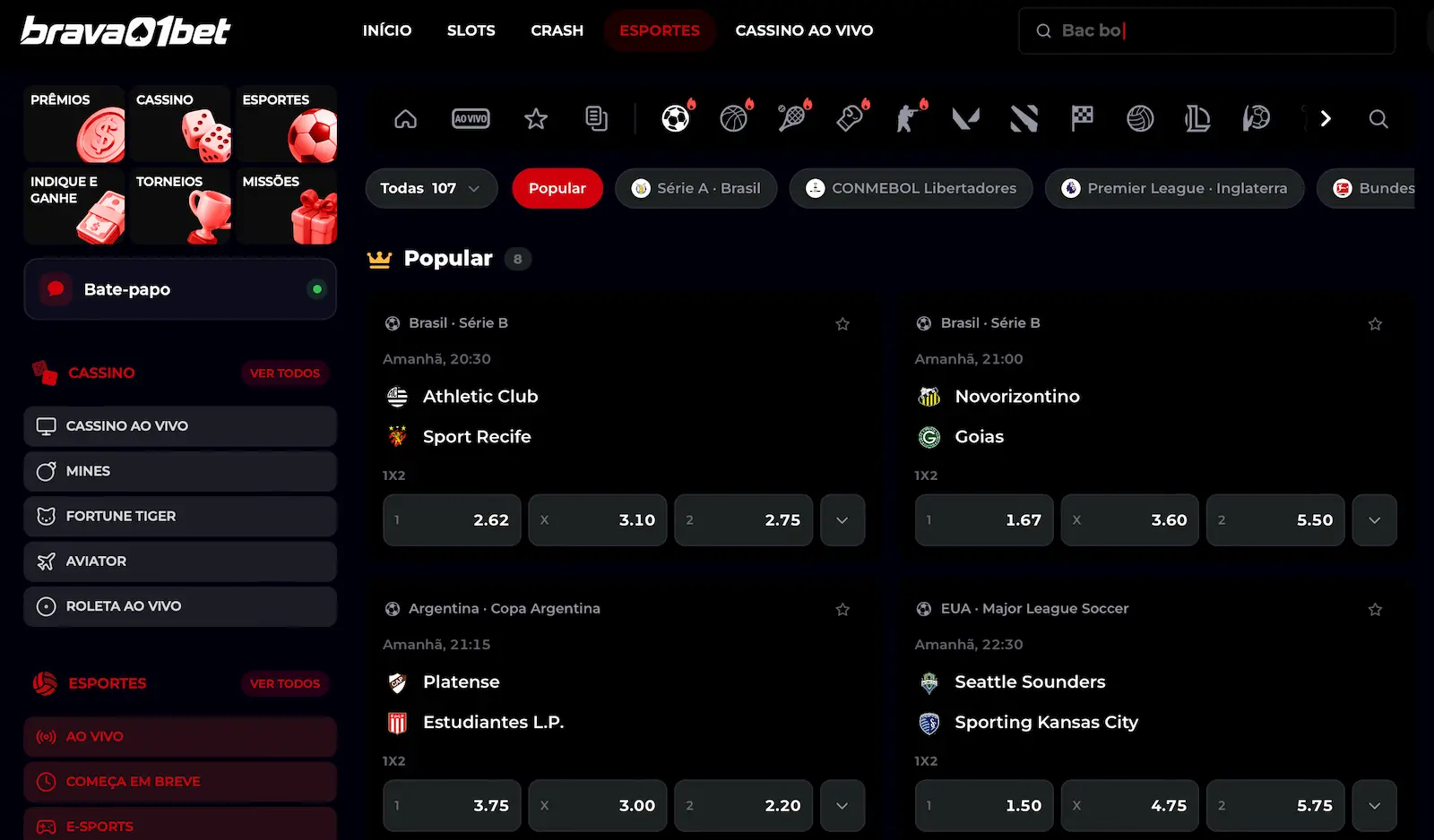 Brava Bet - Bet com Apostas Esportivas funcionando!